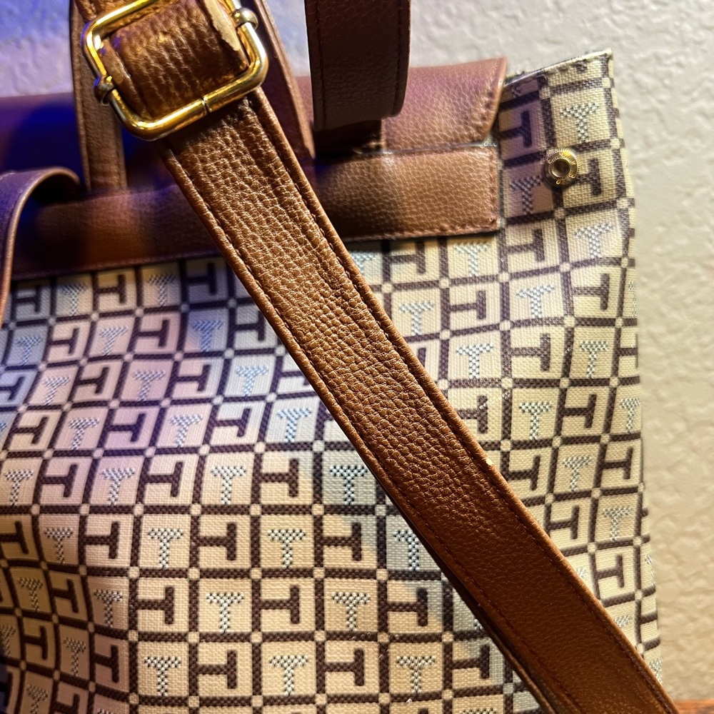 Tommy Hilfiger Brown And Beige Patterned Backpack - image 5